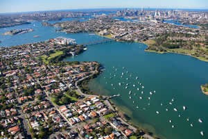 Aerial veiw showing Canada Bay and surrounding suburbs
