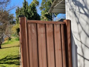 Spider webs on fenceline