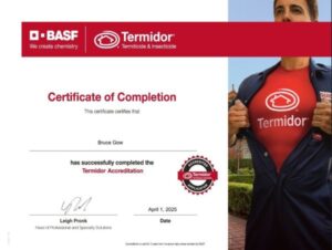 A1 Pest Control Termidor Accreditation 2025