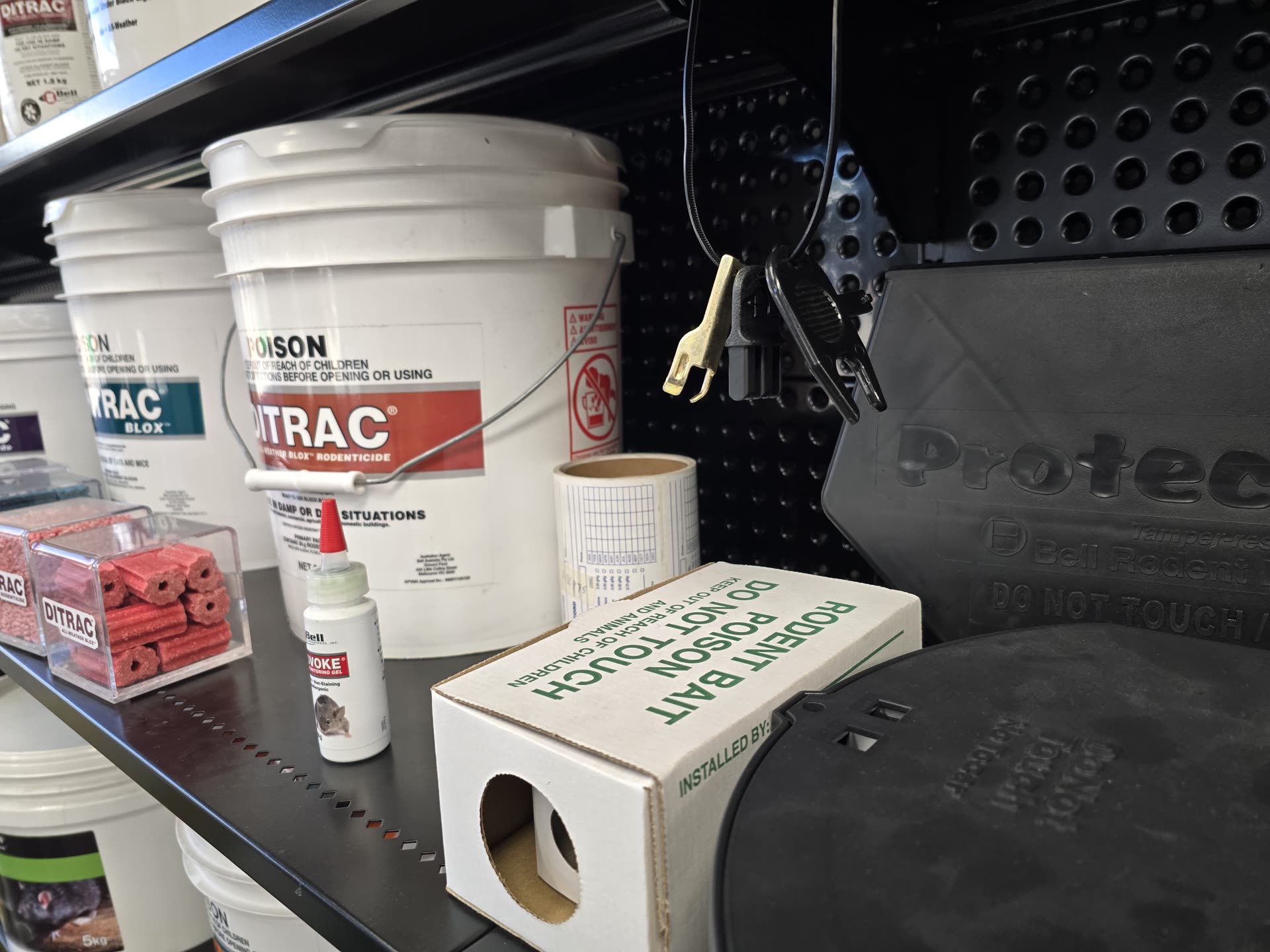 Ditrac buckets and Protecta bait station box