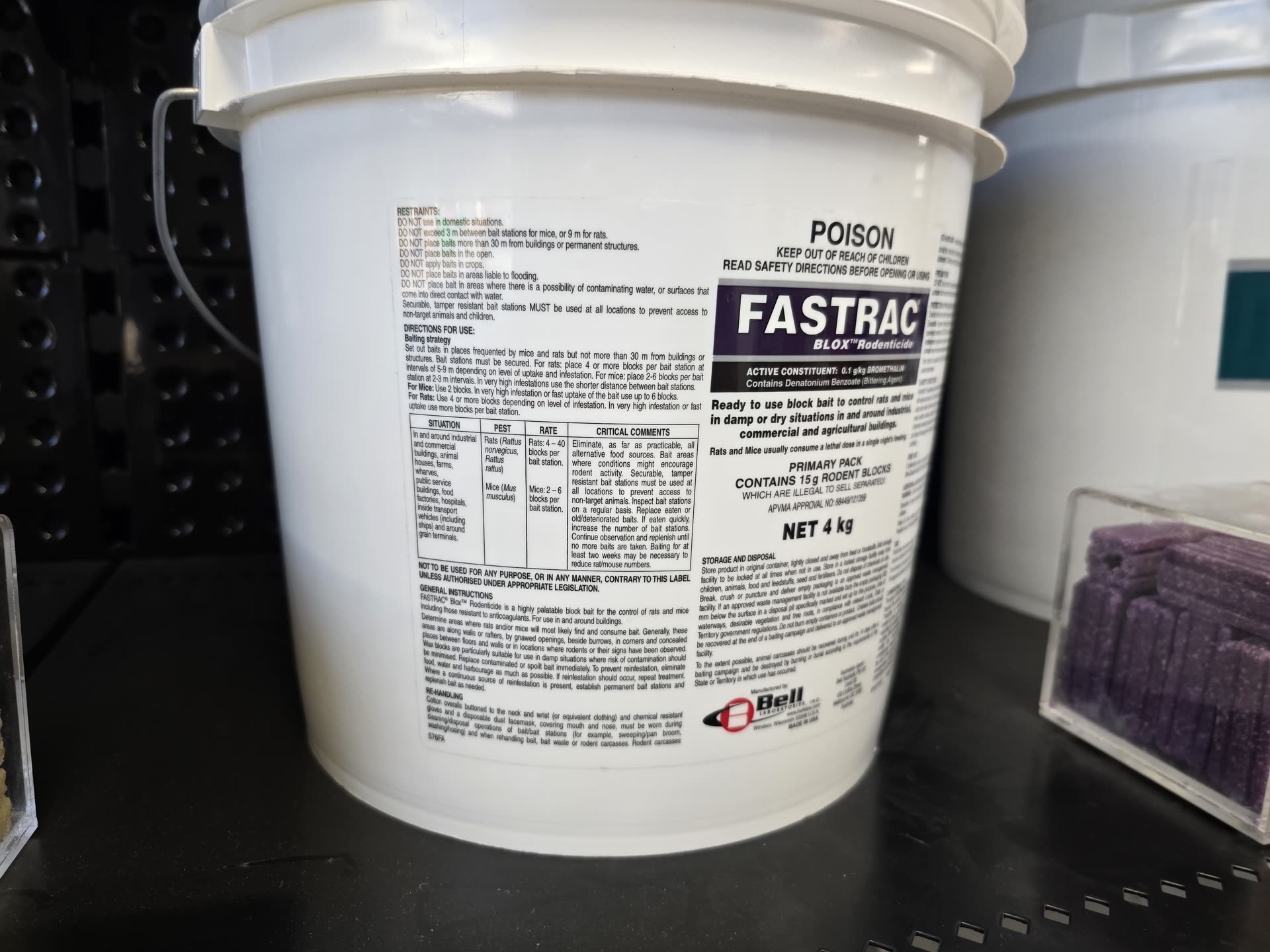 Fastrac Blox label directions for use table