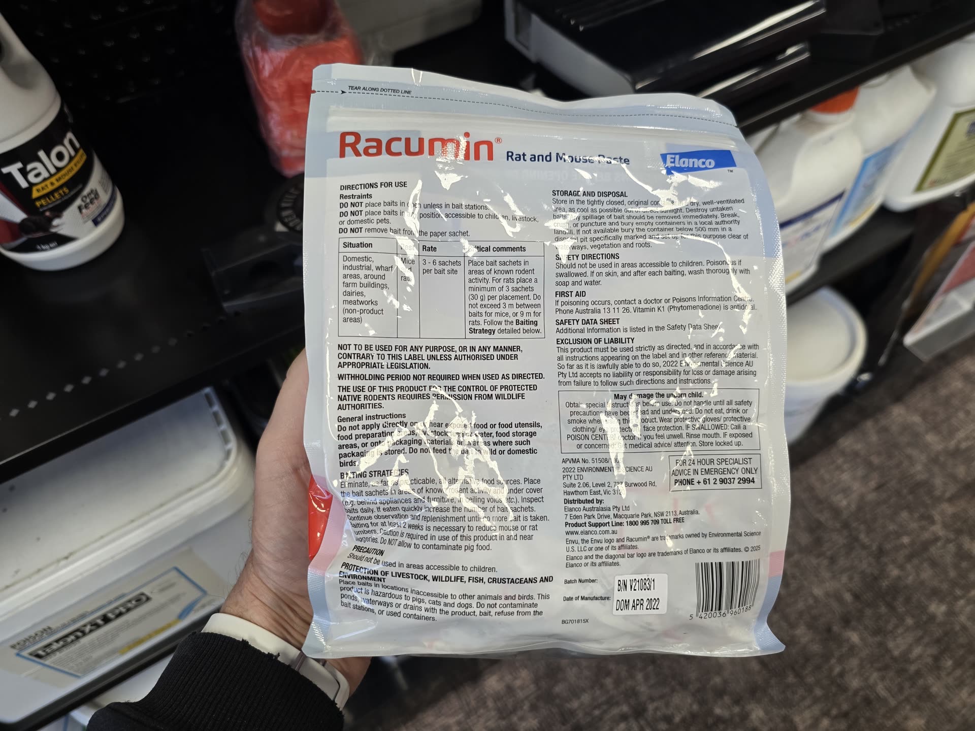 Racumin paste directions label