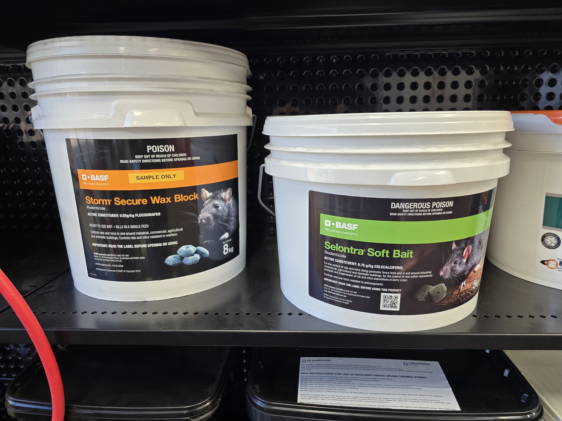 Storm Secure and Selontra BASF buckets side by side
